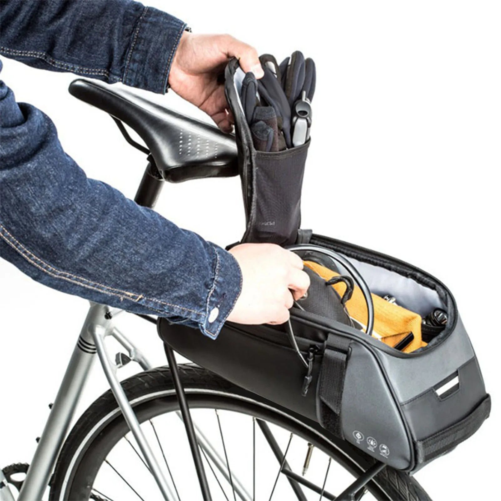 Bike Trunk Bag - Oxford Cloth 8L Capacity, PU Leather, Easy Install for Travel & Commute