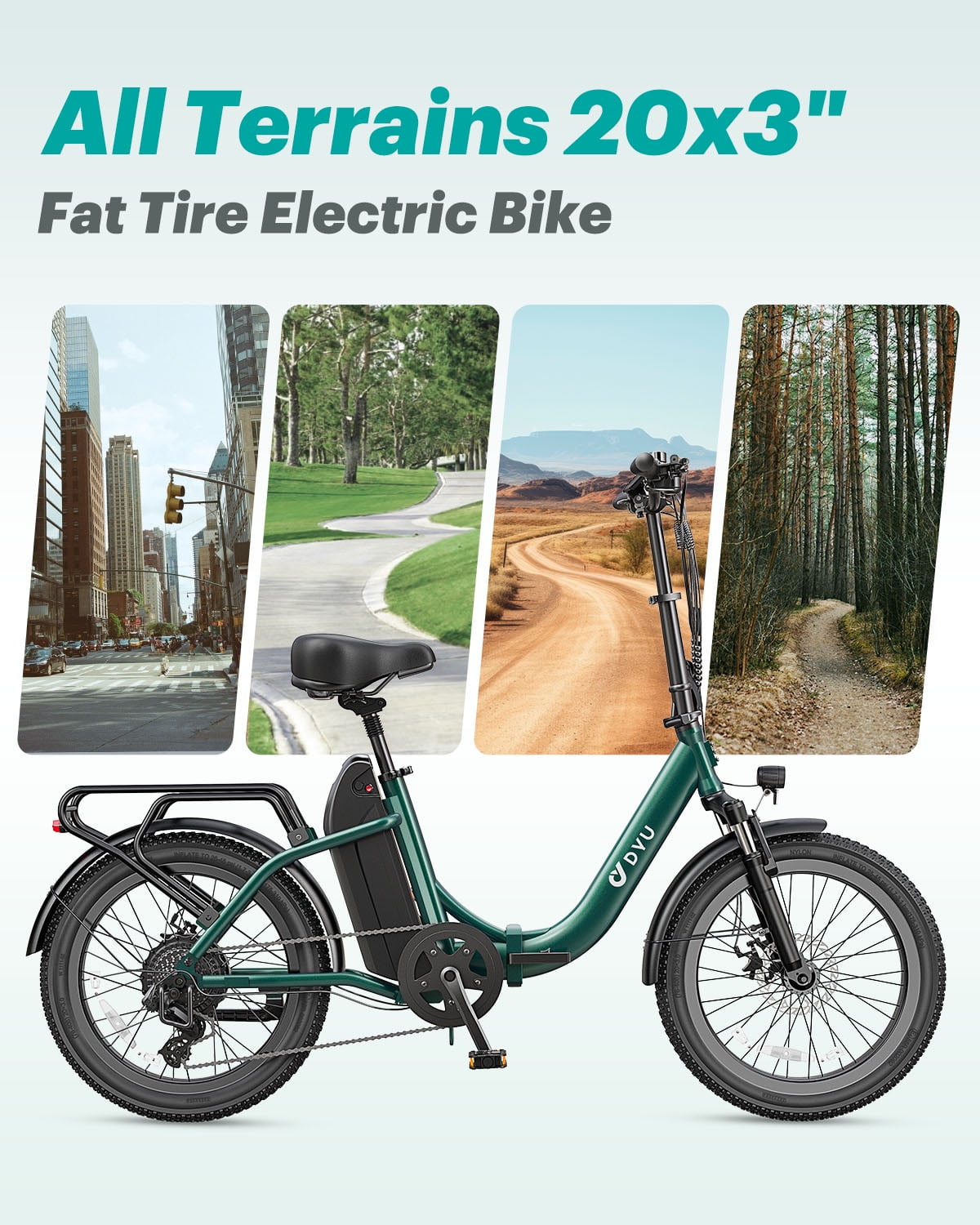 DYU 20" 4.0 Fat Tire Electric Bike 750W 48V 15.6Ah | All-Terrain Adult E-Bike