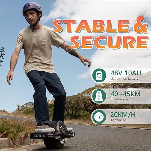 Electric Unicycle Self-Balancing Monowheel 700W 48V 10Ah – 28 Mile Range, 20KM/H Speed, Portable One-Wheel Scooter for Adults