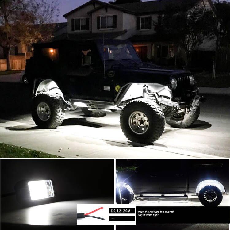 Nicoko 4Pods Pure White 72W High Power Rock Lights - Super Bright LED Underglow for Offroad Vehicles