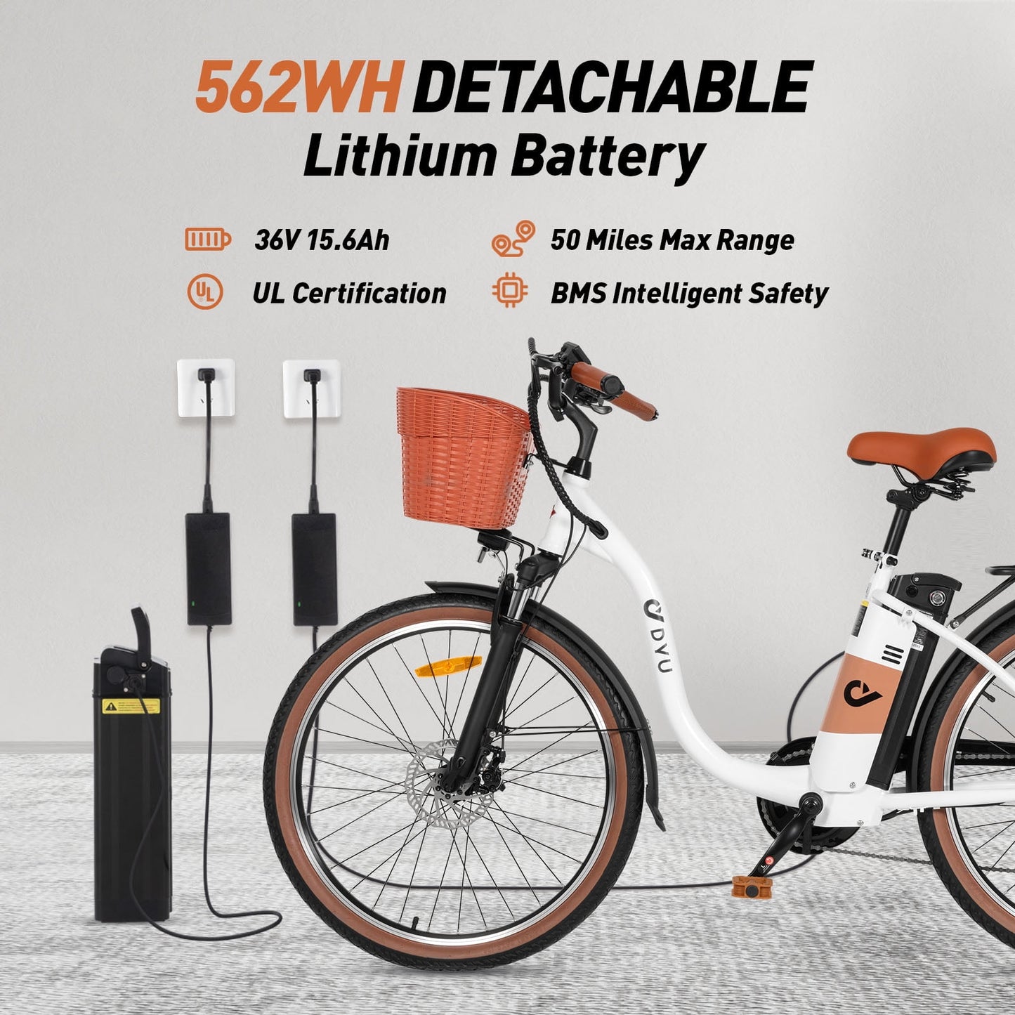 DYU 26" City Electric Bike 250W 36V 15.6Ah | Long-Range Urban Commuter E-Bike