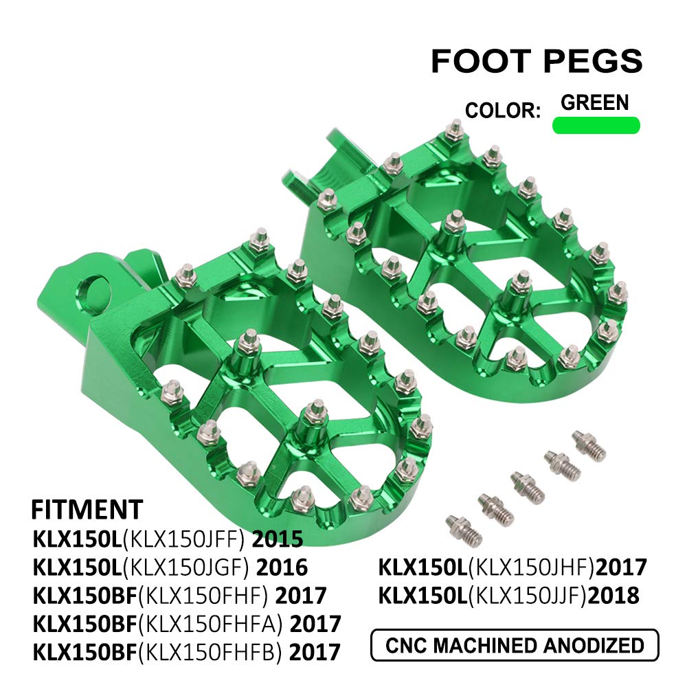 AnXin CNC Dirt Bike Foot Pegs for KX250F, KX450F, KX250, KX450, KLX450R 2006-2024
