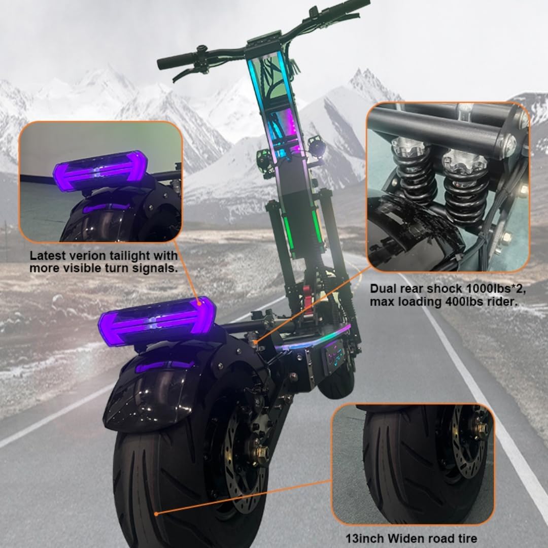 G14 10000W Dual Motor Electric Scooter 72V 40Ah, 13" Fat Tire, 55-75MPH, 55-75 Miles Range, Foldable with Seat