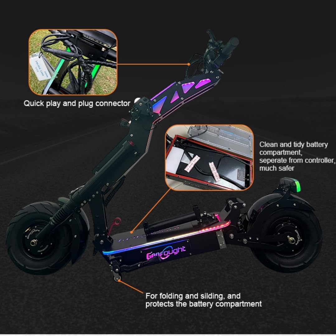 G14 10000W Dual Motor Electric Scooter 72V 40Ah, 13" Fat Tire, 55-75MPH, 55-75 Miles Range, Foldable with Seat