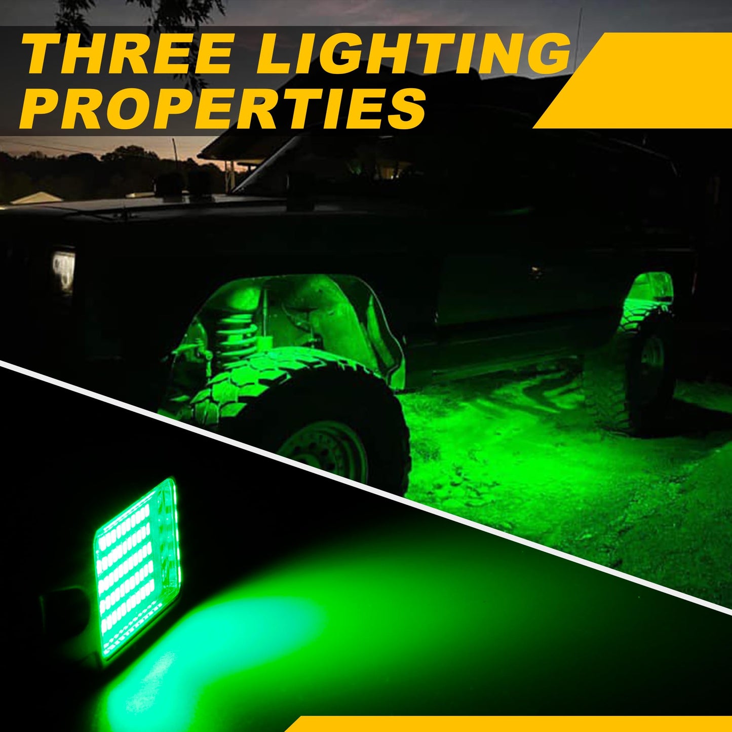 Nicoko 4Pods Pure White 72W High Power Rock Lights - Super Bright LED Underglow for Offroad Vehicles