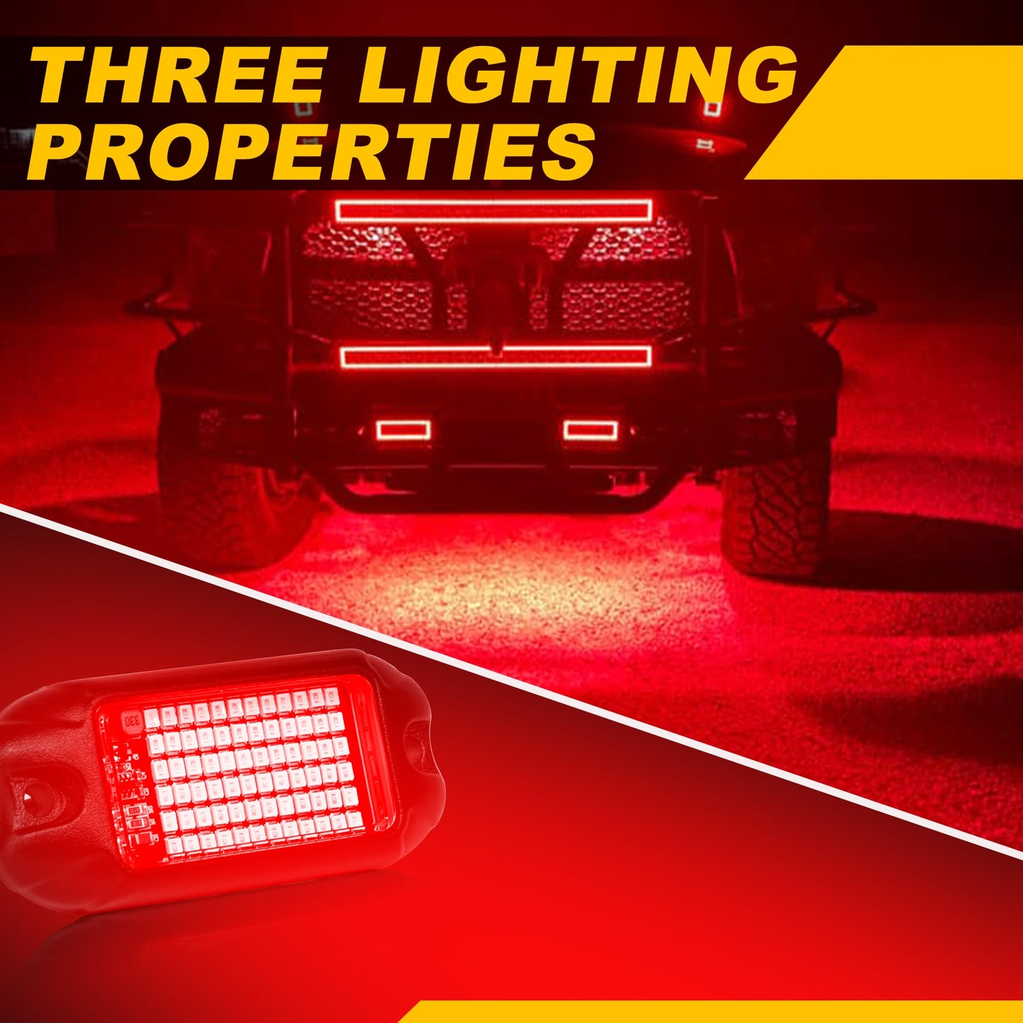 Nicoko 4Pods Pure White 72W High Power Rock Lights - Super Bright LED Underglow for Offroad Vehicles