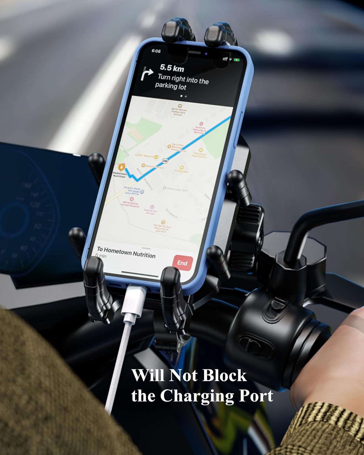 BRCOVAN Motorcycle Phone Mount Holder with Vibration Dampener & Secure Lock