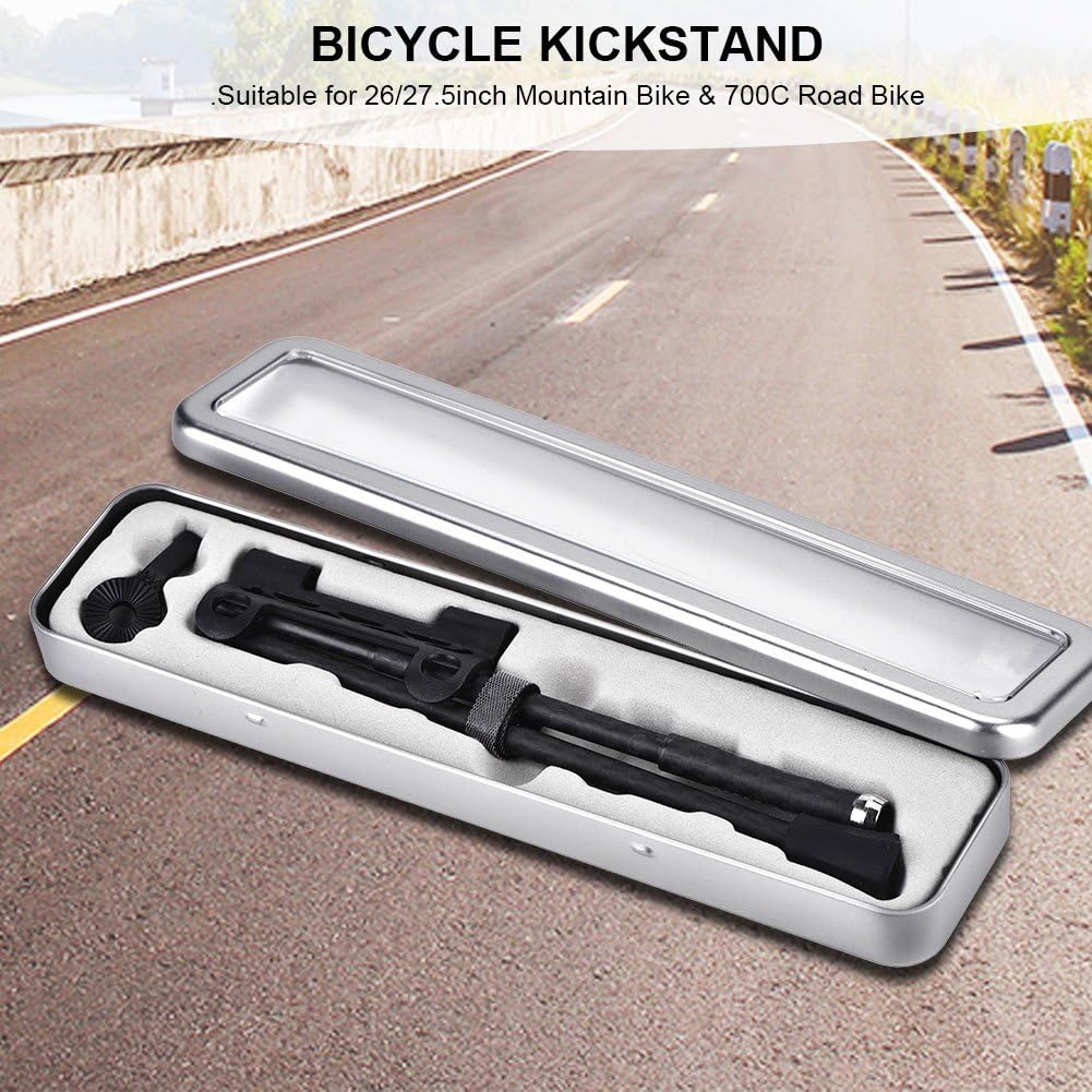 Drfeify Carbon Fiber Kickstand - 25kg Load Capacity Quick Release Stand Rack for 26/27.5inch Mountain & 700C Road Bikes