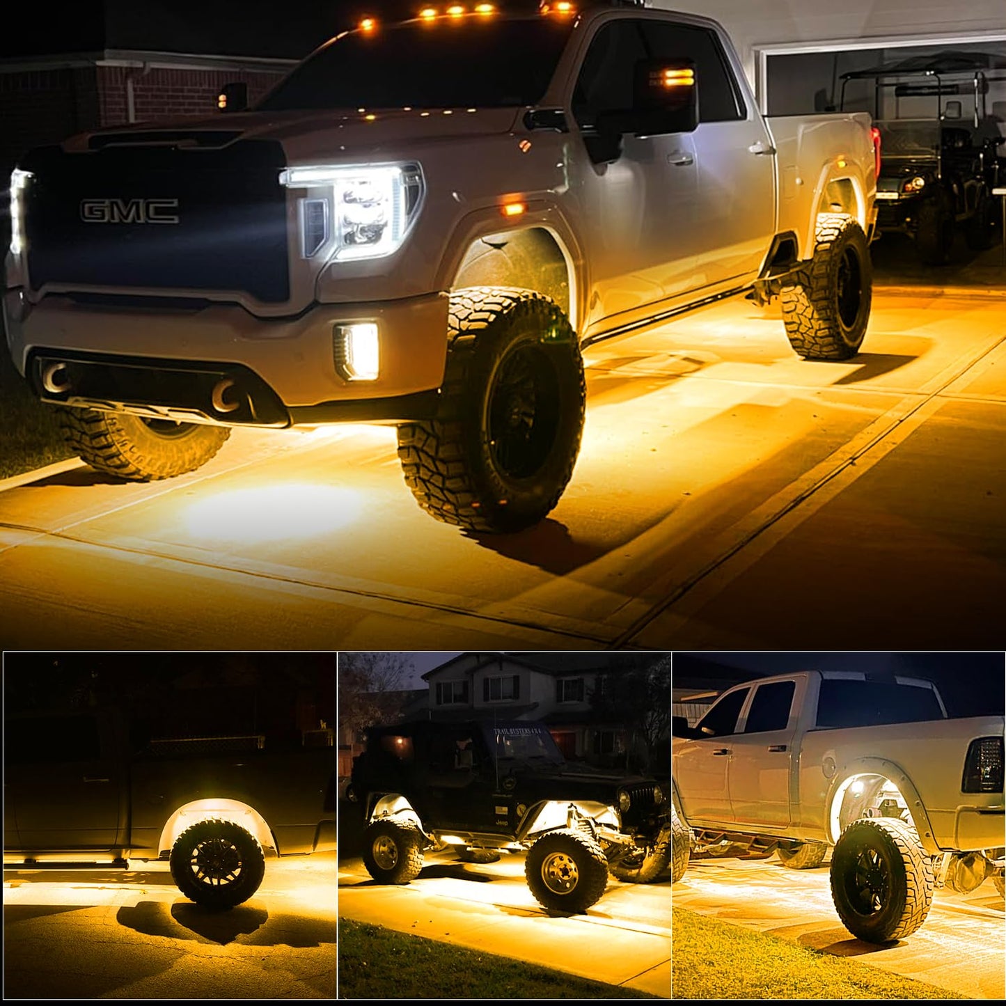 Nicoko 4Pods Pure White 72W High Power Rock Lights - Super Bright LED Underglow for Offroad Vehicles