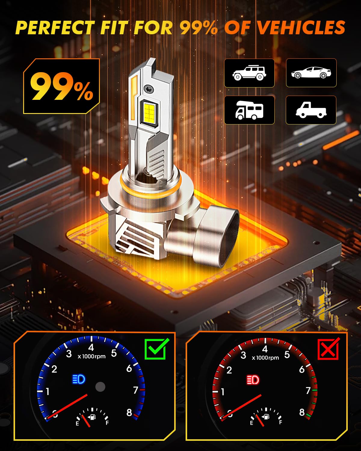 D1S Xenon HID Headlight Bulbs - 400% Enhanced Brightness, 6000K Cool White, Pack of 2