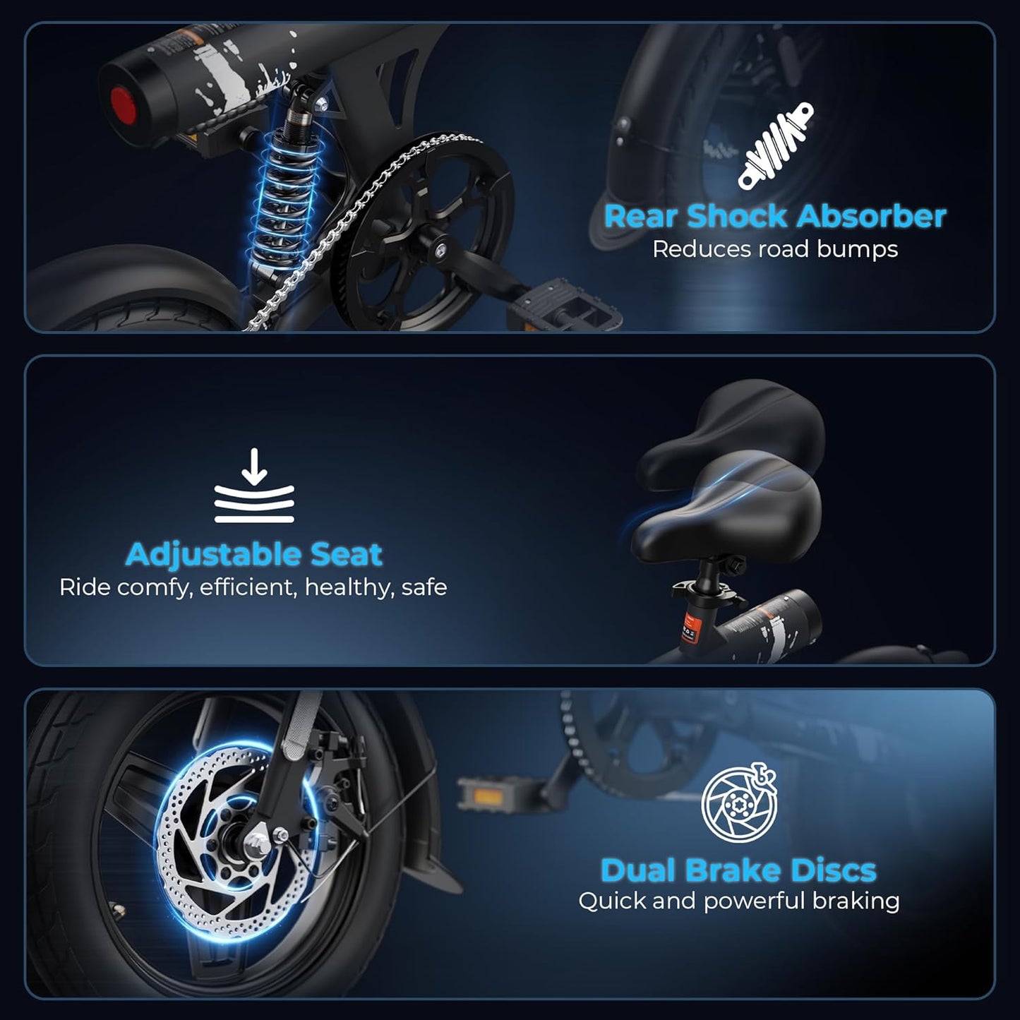 VARUN 500W Folding Electric Bike – 25 Mile Range, 32 km/h Speed, Dual Disc Brakes & Hidden Battery