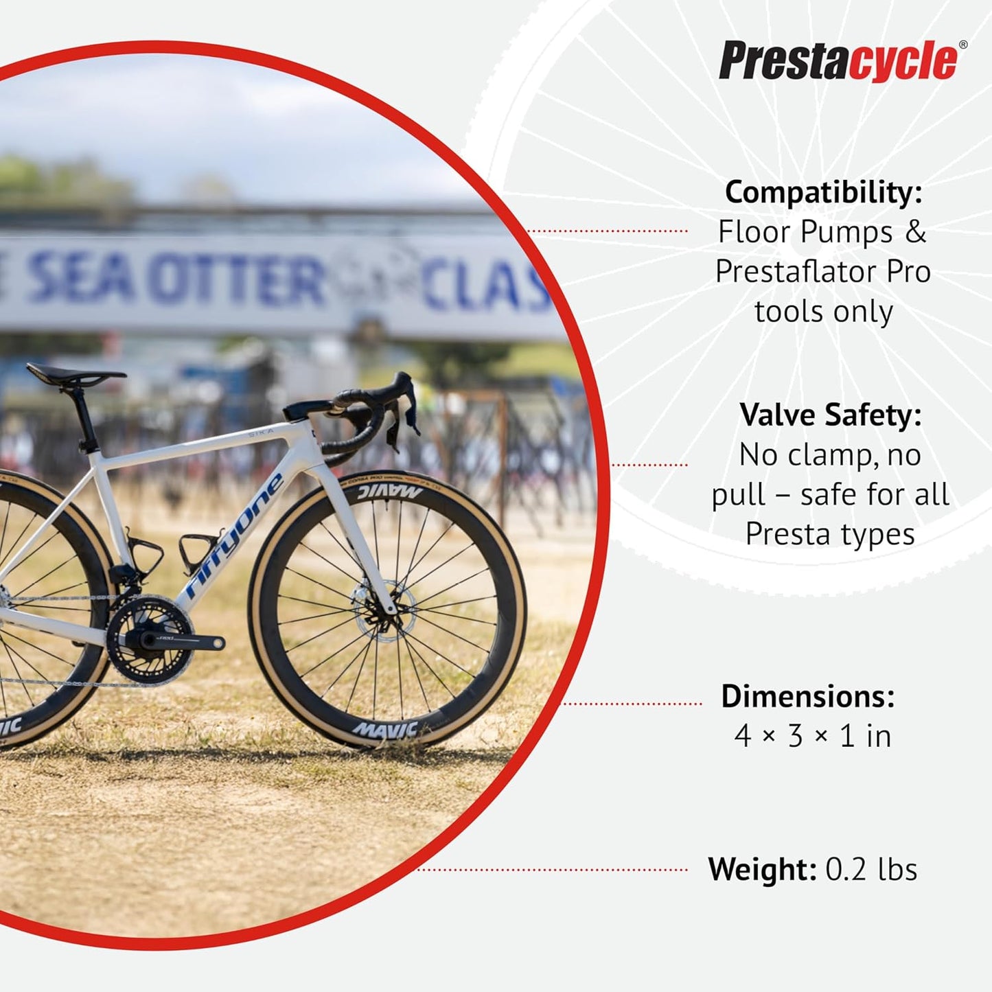 Prestacycle Presta Head – Auto-Lock Bicycle Tire Pump Head for Tubeless & Presta Valves