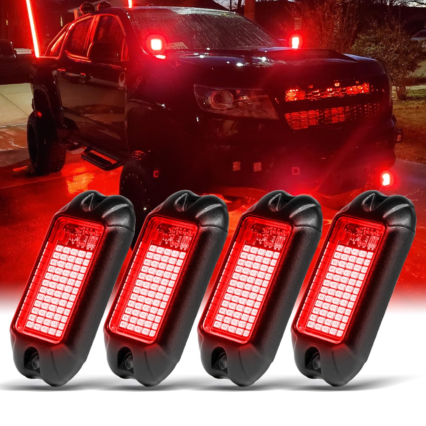 Nicoko 4Pods Pure White 72W High Power Rock Lights - Super Bright LED Underglow for Offroad Vehicles