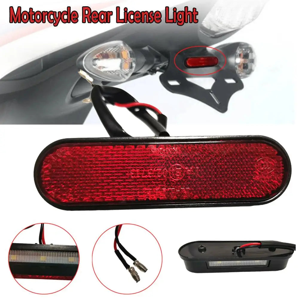 1Pc Universal Motorcycle Rear Reflector License Plate Light 3 LED Number Plate Light Tail Red Reflector