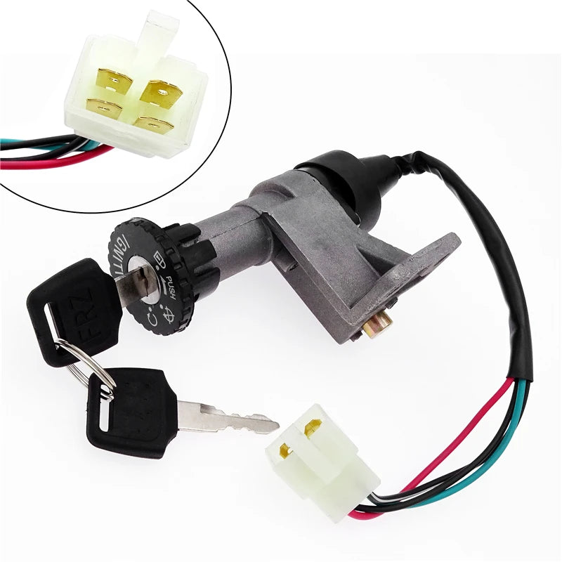 Motorcycle 4 Pins Ignition Switch Lock Set With 2 Keys For Moped Scooter 50cc 150cc GY6 Taotao Jonway Roketa Accessories