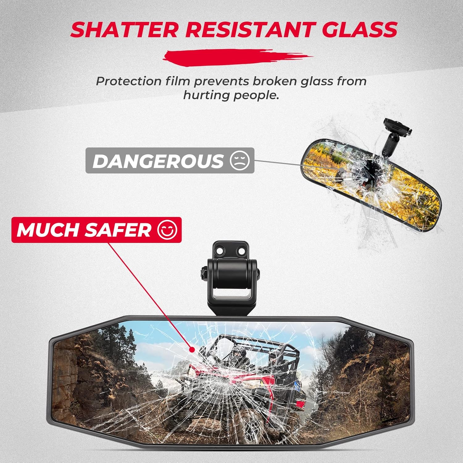 KEMIMOTO Tool-Free Adjustable Rear View Mirror for Polaris Ranger 1000 XP 900 500 570