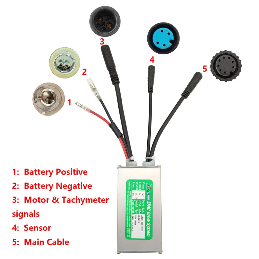 Ebike Motor Brushless Controller LSW06-90B1RFSS 36V 14A Speed Controller For Electric Bicycle Scooters Fat Tire Bikes MTB