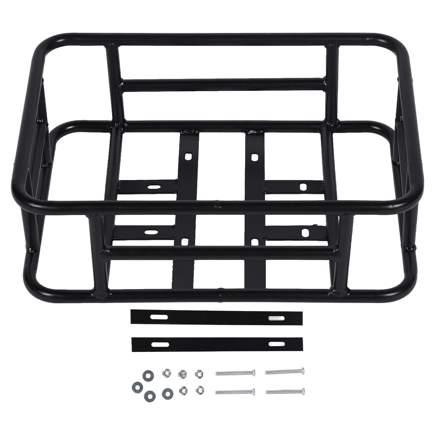 Rear Basket Rear Bike Basket Rear Bike Basket Iron Waterproof Large Capacity Rustproof Back Storage Basket Black