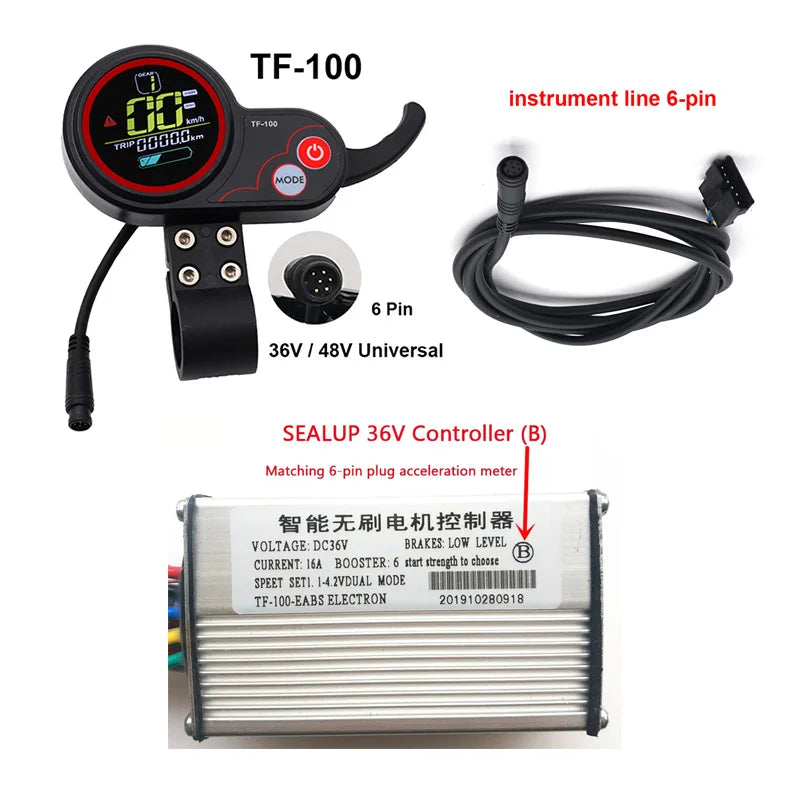 36V 16A 48V 20A Brushless Motor Controller TF-100 LCD Display Meter for Kugoo M4 Electric Scooter Bike Modification TF-100 36V 16A B set