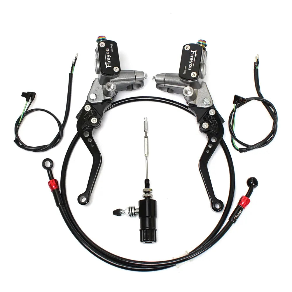 22mm Motorcycle Hydraulic Clutch Kit Brake Master Cylinder Kit For Honda Yamaha Kawasaki Suzuki Dirt Bike Sport Bike Scooter Black Set