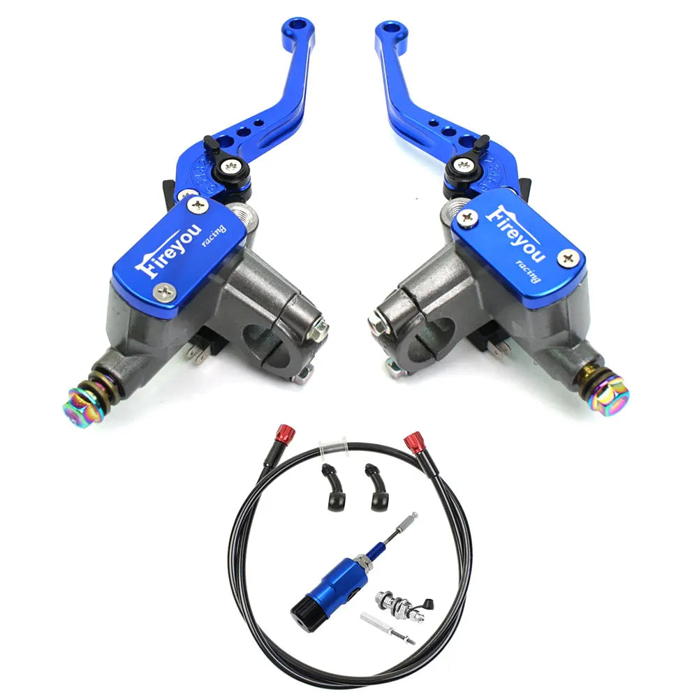22mm Motorcycle Hydraulic Clutch Kit Brake Master Cylinder Kit For Honda Yamaha Kawasaki Suzuki Dirt Bike Sport Bike Scooter Blue Set