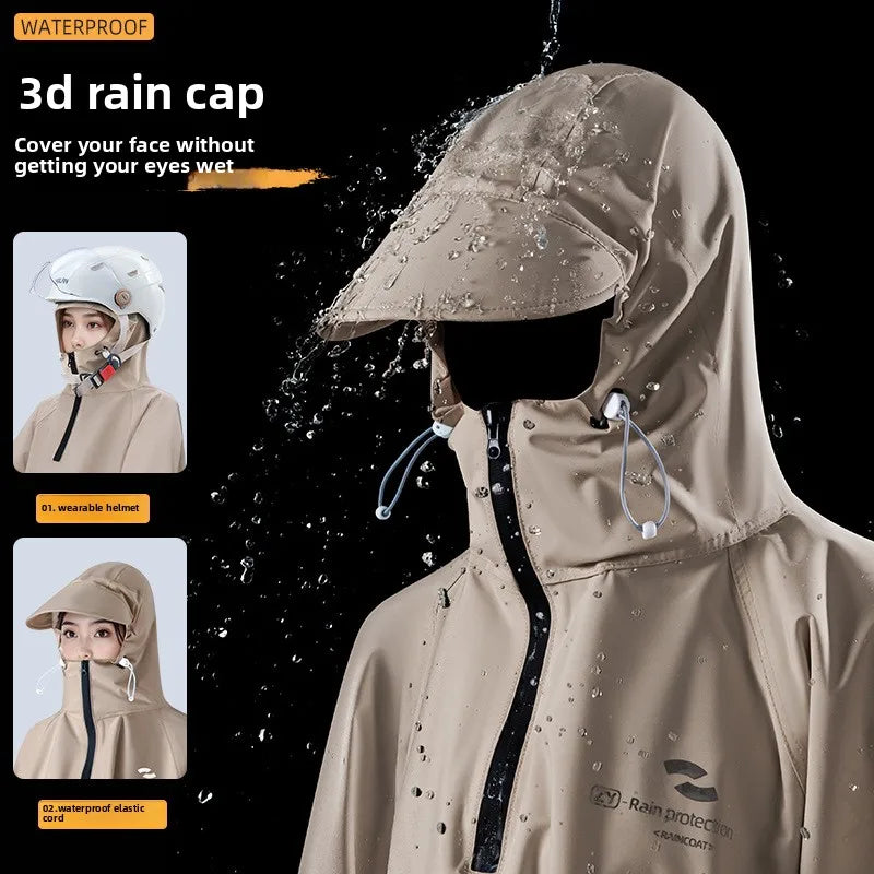 Women's Raincoat Riding Bike Full-body Rainproof Men's Adult One-piece Thick Electric Car Oxford Cloth Motorcycle Rain Poncho