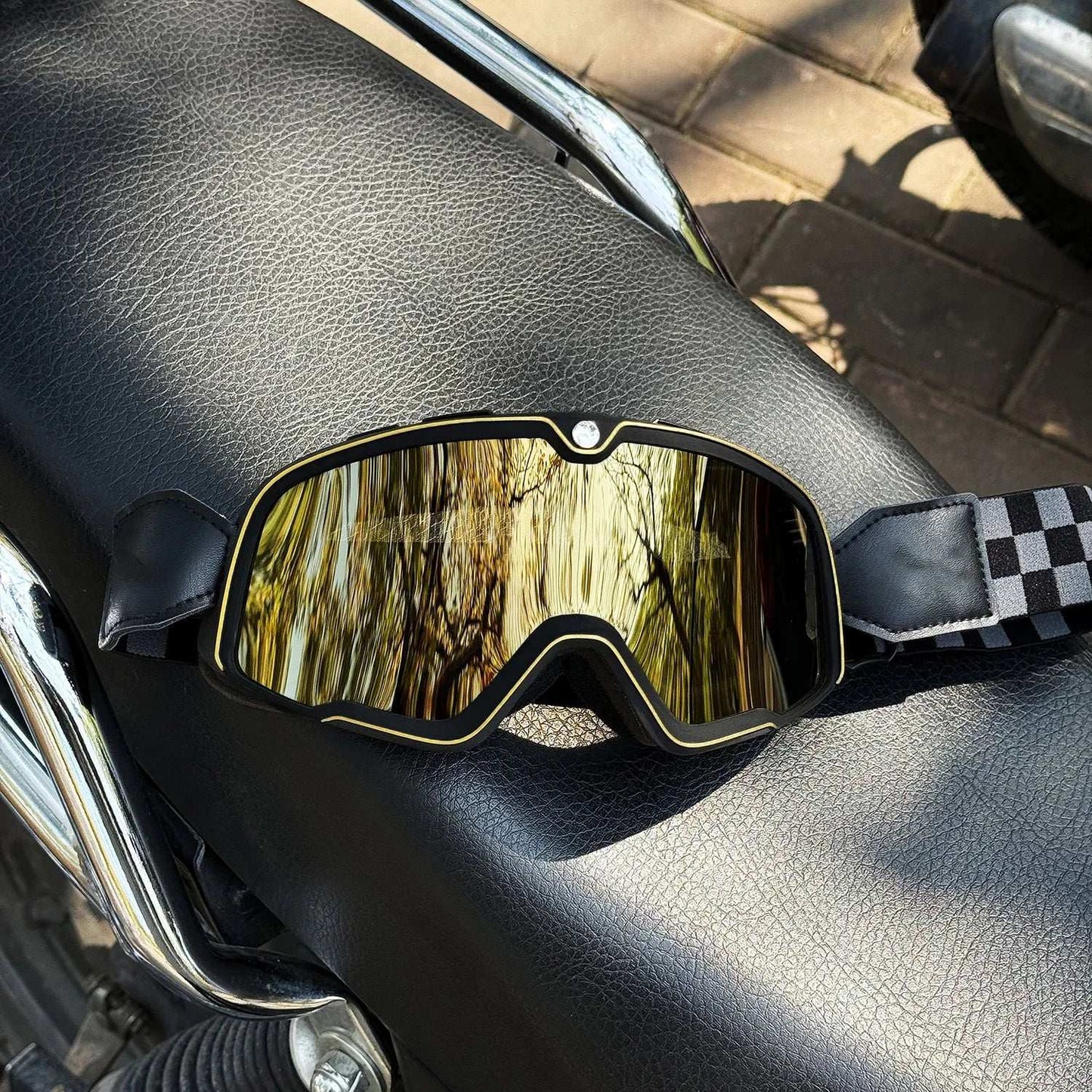 Motorcycle Glasses Windproof Motorcycle Helmet Glasses Sunglasses Retro Universal Leather Retro Motorcycle Accessories