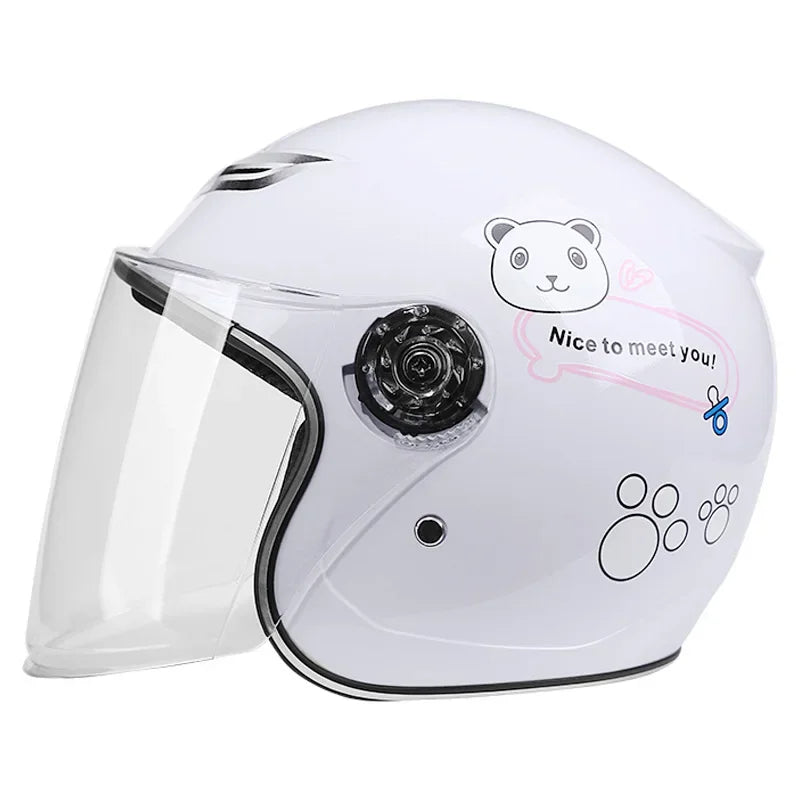 Children Kids Helmet With Cute Cartoon Pattern New Anti-Fall Four Seasons Safety Protection White