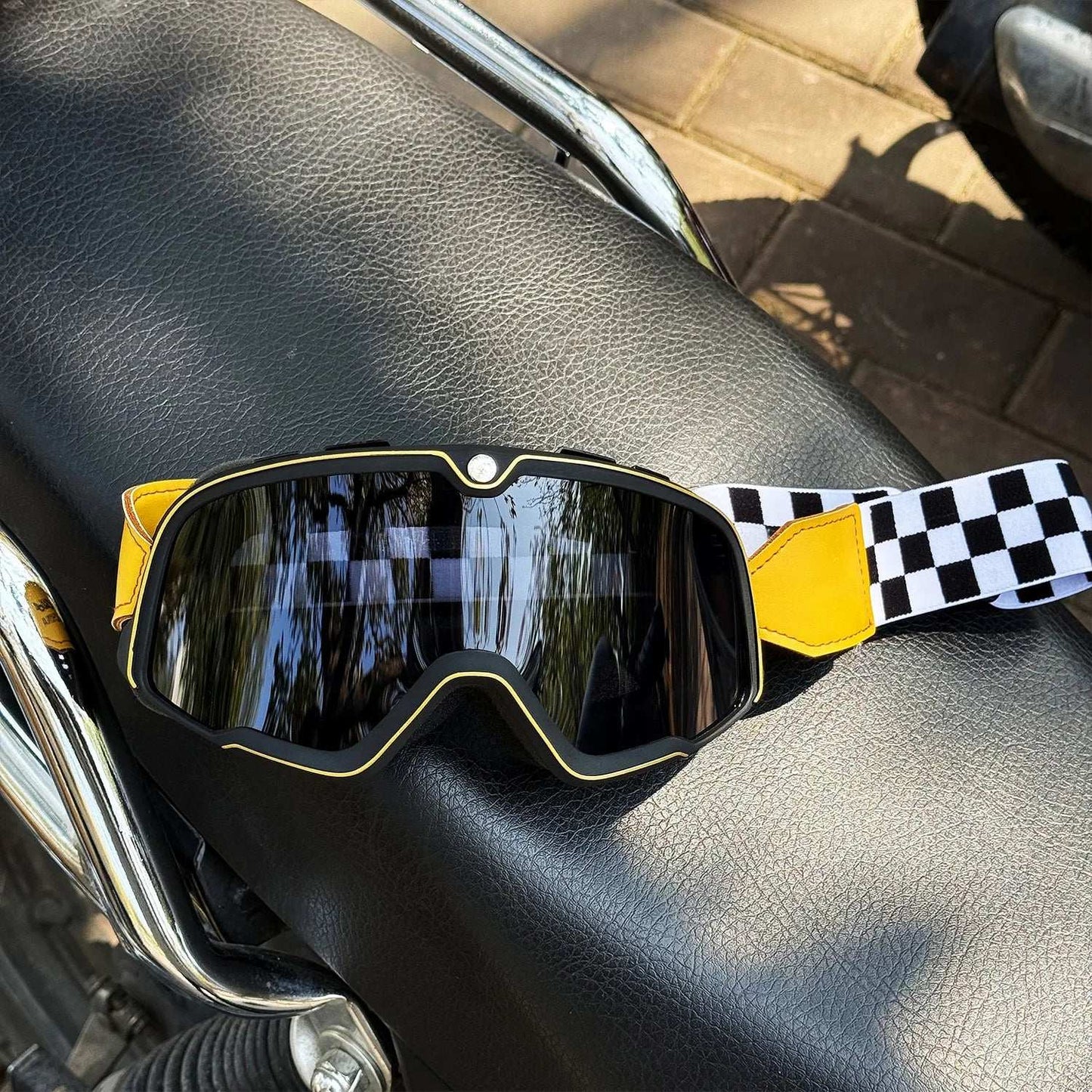 Motorcycle Glasses Windproof Motorcycle Helmet Glasses Sunglasses Retro Universal Leather Retro Motorcycle Accessories