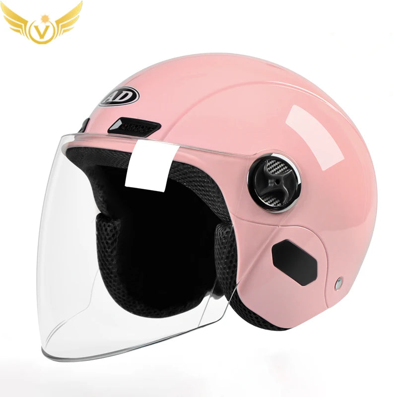 Electric Women Motoctcle Helmet Moped Helmets With Visors Pink Summer For Vespa Bicycle 11