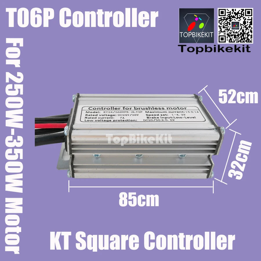 Ebike 250W 15A Motor Controller Sensorless T06P KT 24V 36V 250W Controller For 250W Electric hub Motor