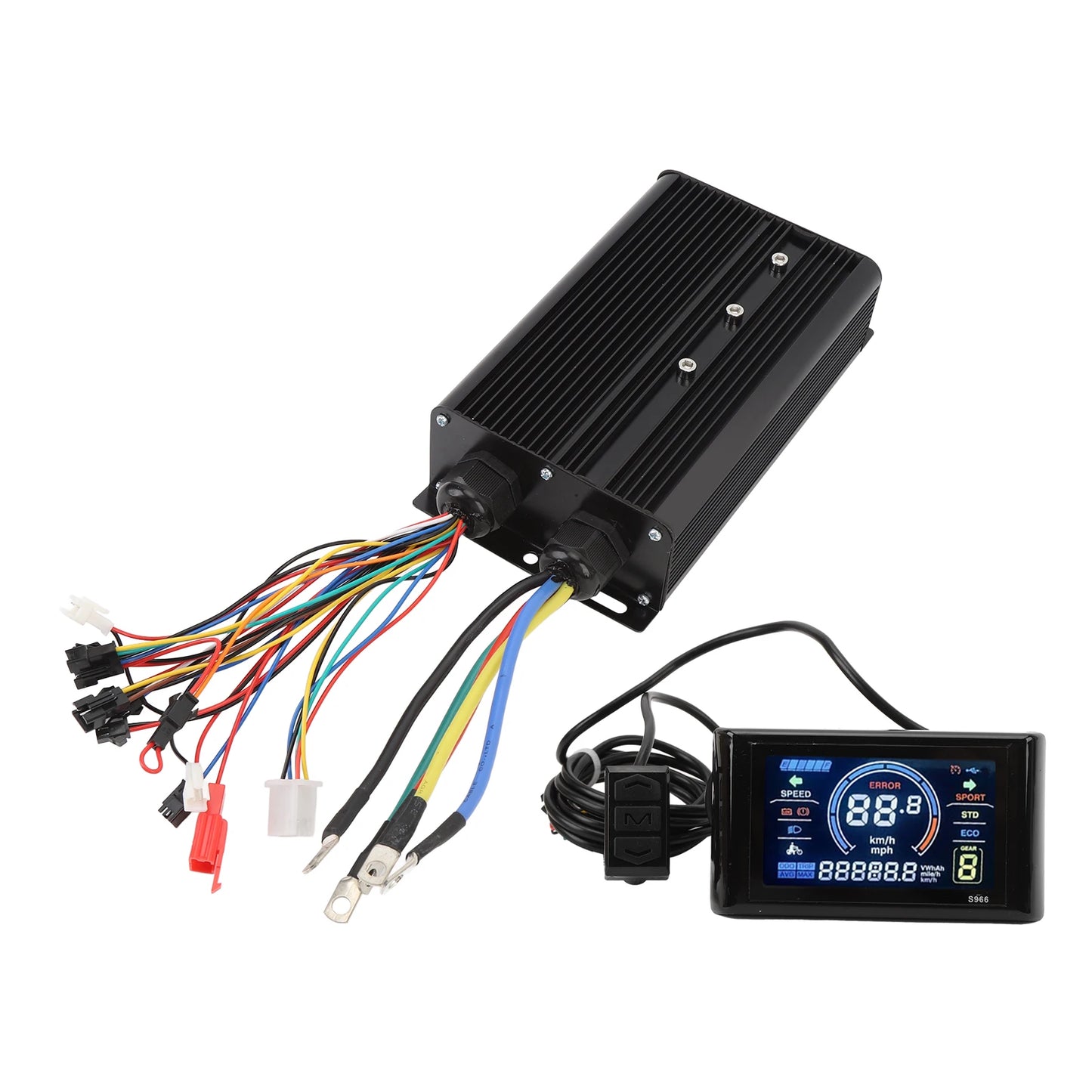 80A 60V 72V 2000W 3000W 5000W Brushless Motor Controller Kit with S966 LCD Display WaterProof Plug 20X Speed Adjustment Throttle