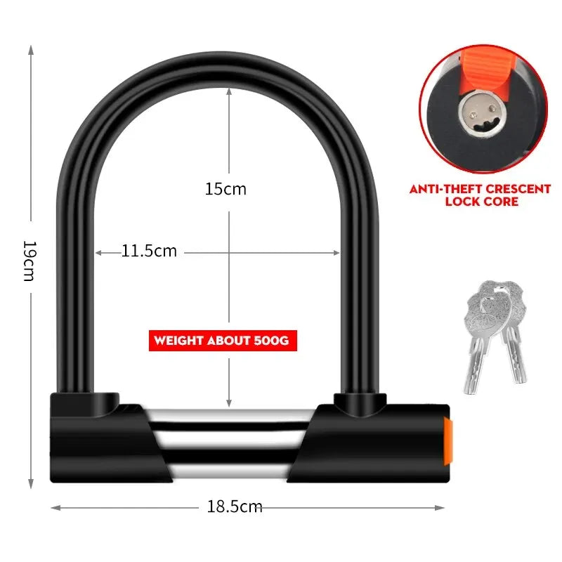 Xunting Bicycle U Lock MTB Road Bike Wheel Lock Anti-Theft Safety Motorcycle Scooter Cycling Lock Strong Bicycle Accessories