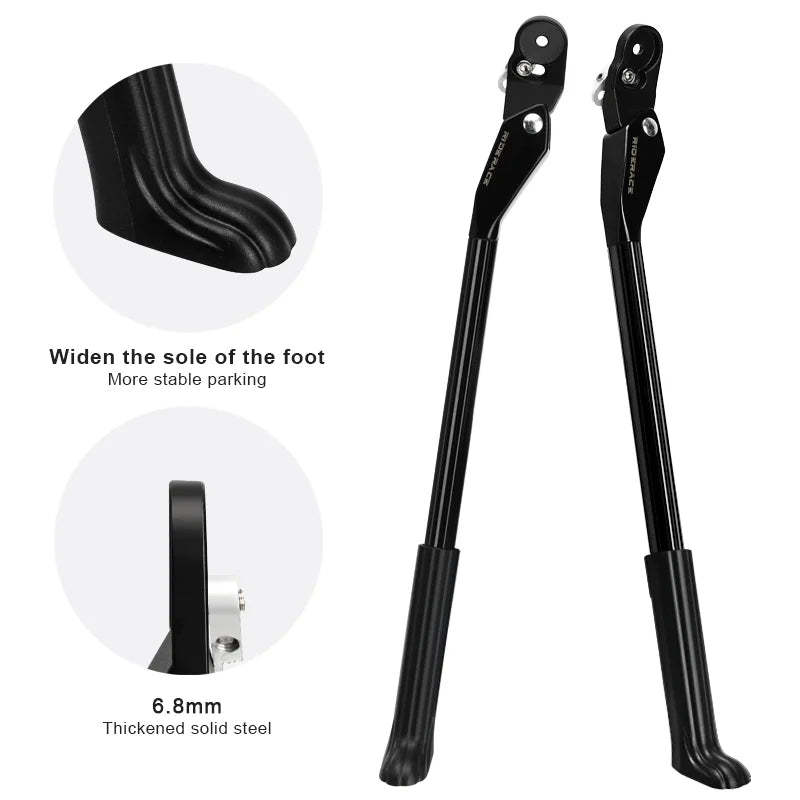 RIDERACE Bicycle Kickstand Adjustable For MTB Mountain Bike Stay Aluminum Alloy Side Rear Parking Rack Road Cycling Kick Stand