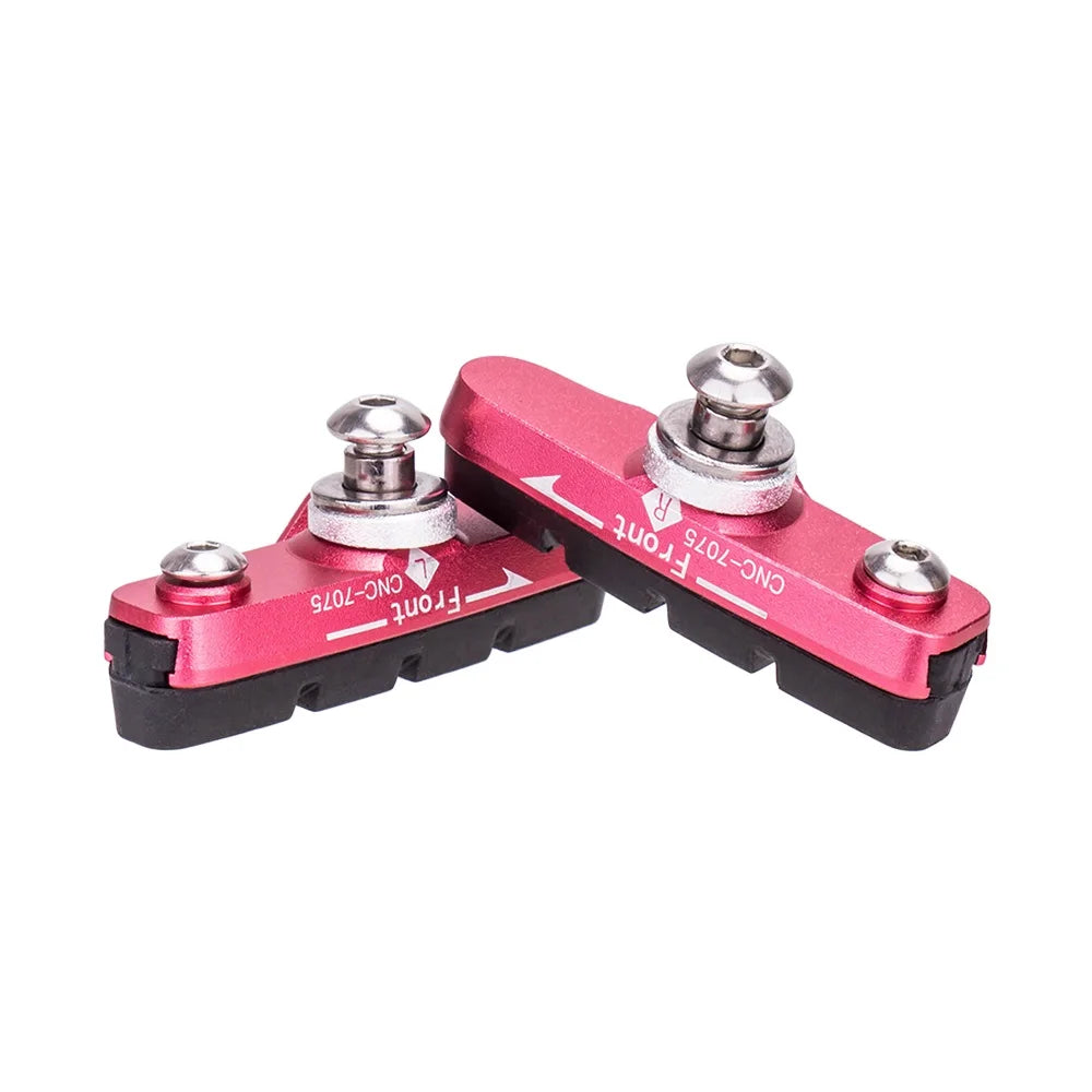 ZTTO Road Bike Brake Shoes C Caliper Hoof Replaceable Rubber Pads CNC Shell Block For Aluminum Alloy Rims Friction Wheel Brake Red 1 Pair