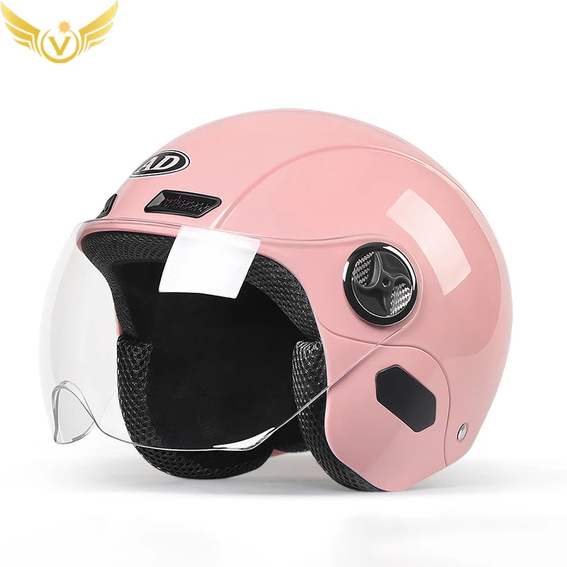 Electric Women Motoctcle Helmet Moped Helmets With Visors Pink Summer For Vespa Bicycle