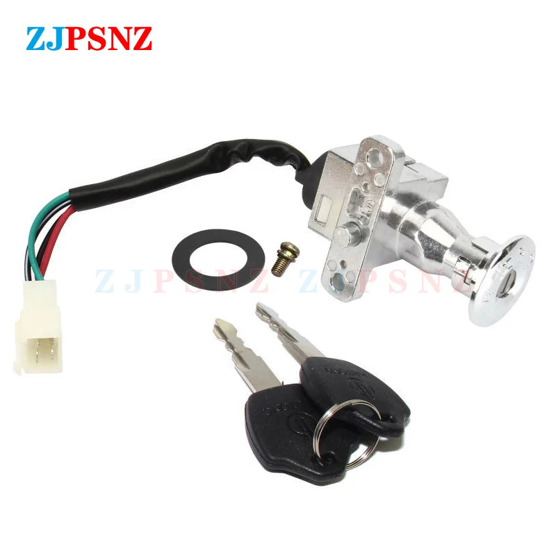 Motorcycle Switch Key Faucet Lock Head Lock Electric Door Lock 4 Wires For GY6 CG125 Motorcycle ATV Scooters Ignition Universal