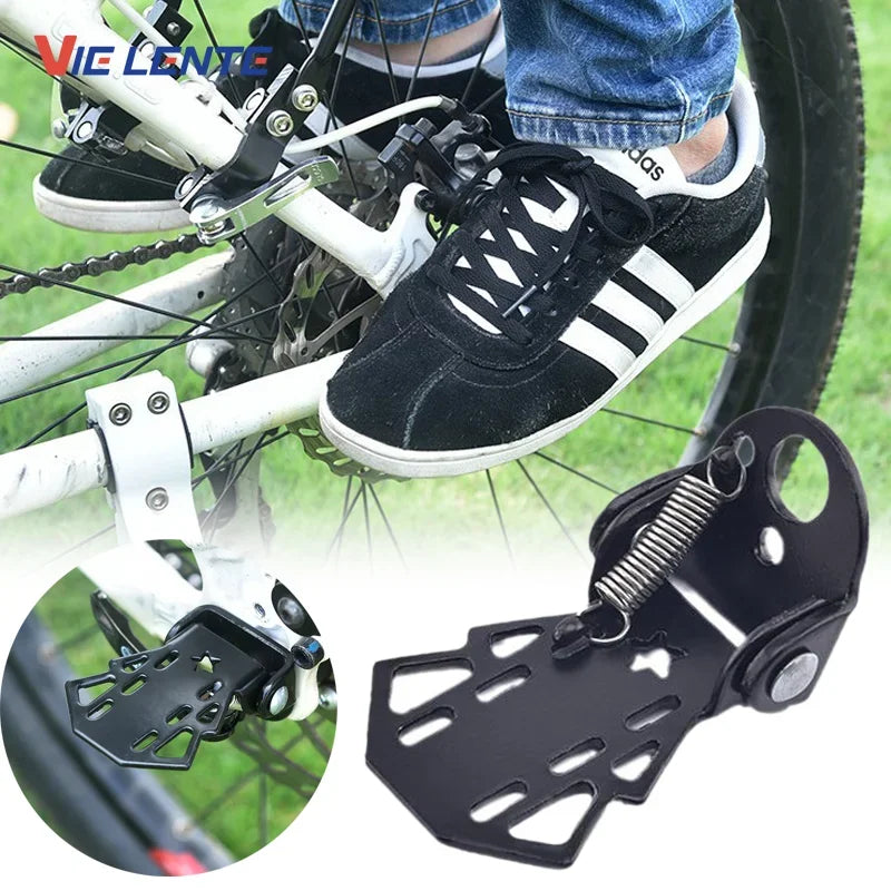2Pcs Durable MTB Rear Seat Footrest Mounted on Back Wheel Bike Pedals Folding Footboard Cycling Accessories Non-slip Design
