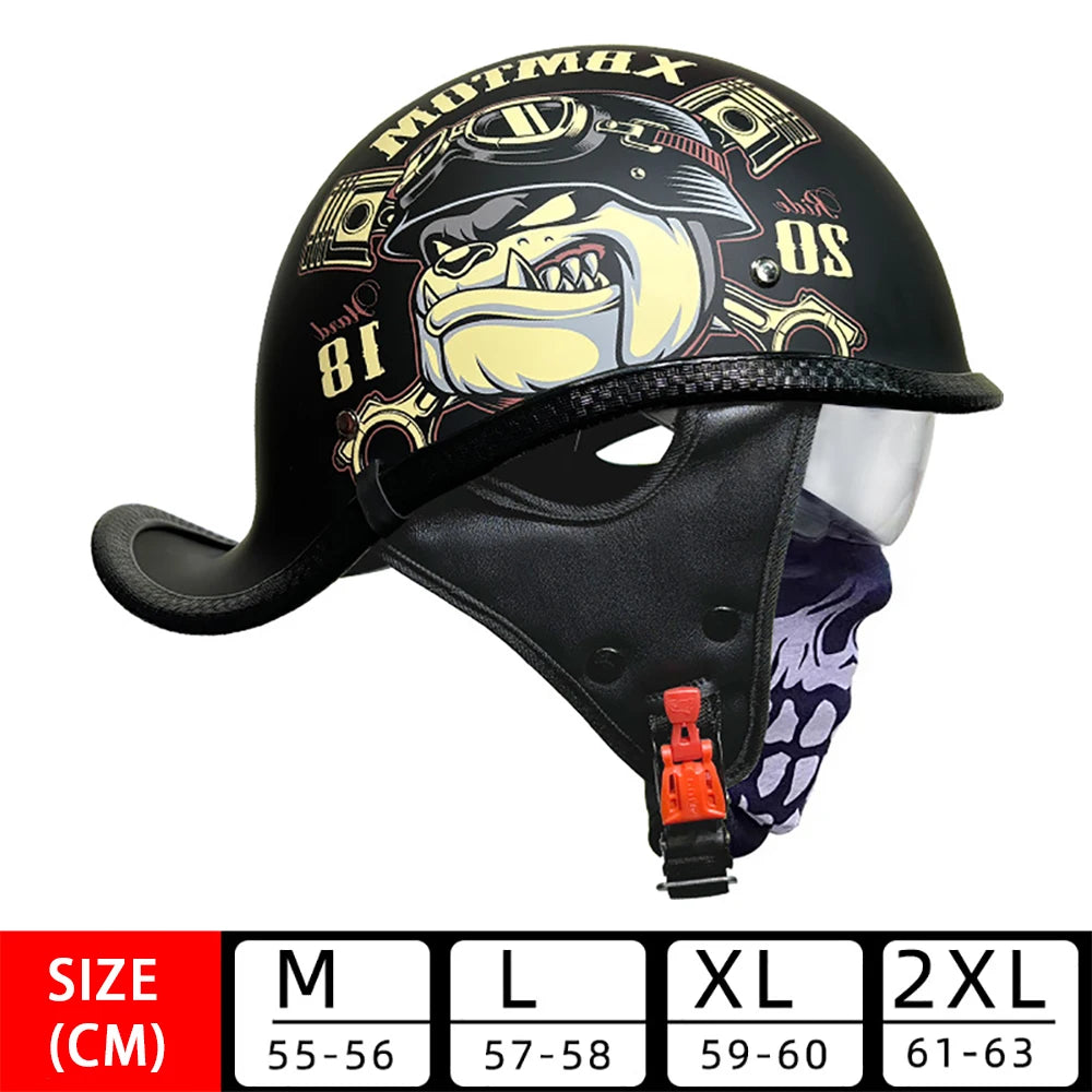 Motorcycle Helmet Four Seasons Three-quarters Retro Helmet Vintage Fashion Safety