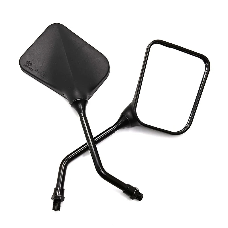 2PCS Black Square Motorcycle Mirrors - Universal Dual Sport Side Mirrors for All Bikes (Plastic Adjustable)