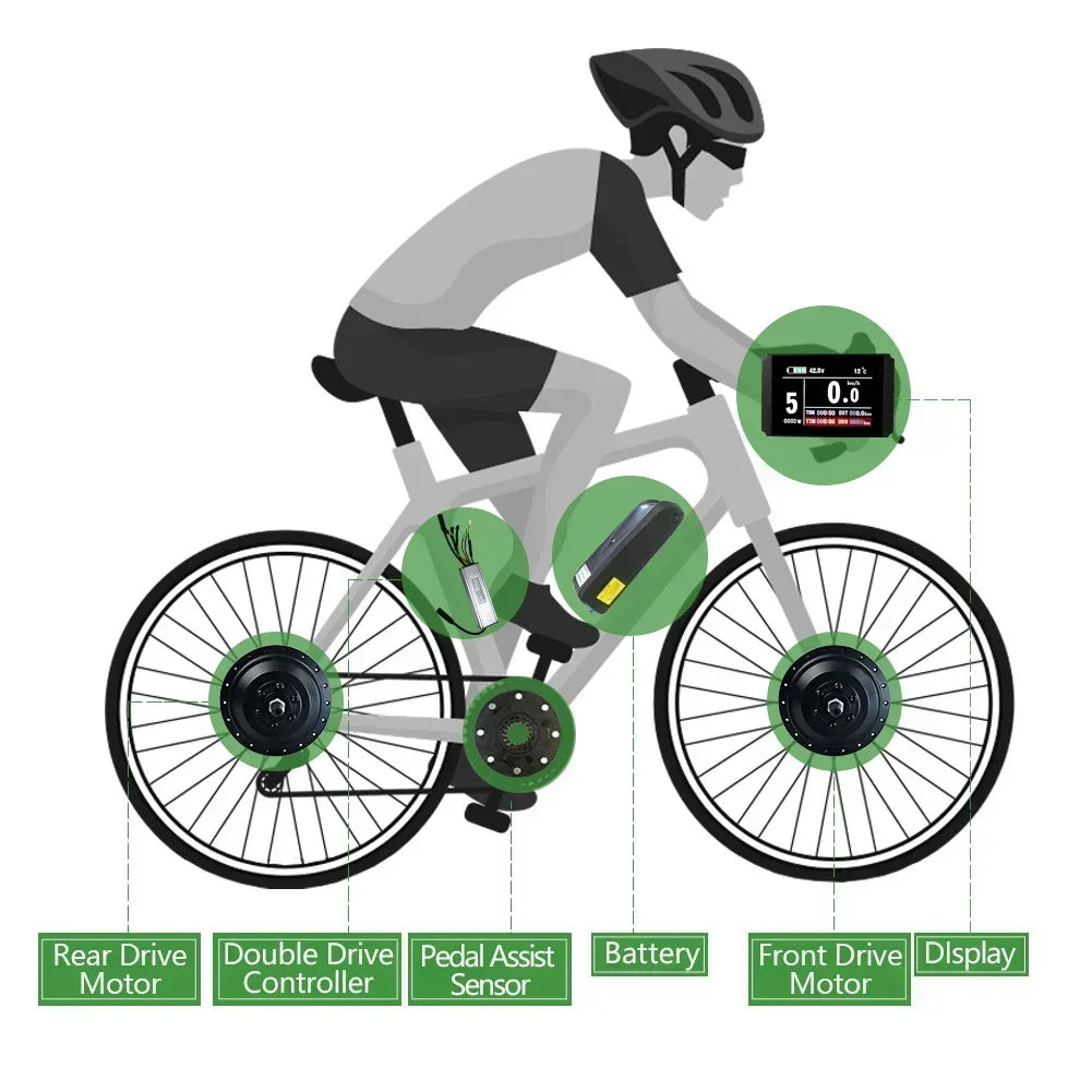 36/48V Ebike KT Controller Mountain Bike Modified For Kunteng 15A Dual Drive Controller For MTB Lithium Battery Conversion