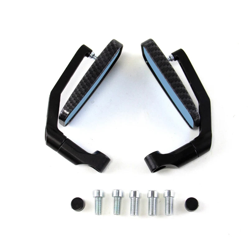 1 Pair Motorcycle Bar End Side Rearview Mirrors For Scooter ATV Motorbike Bike Handlebar Anti-Glare Blue Glass Rear View Mirror Black