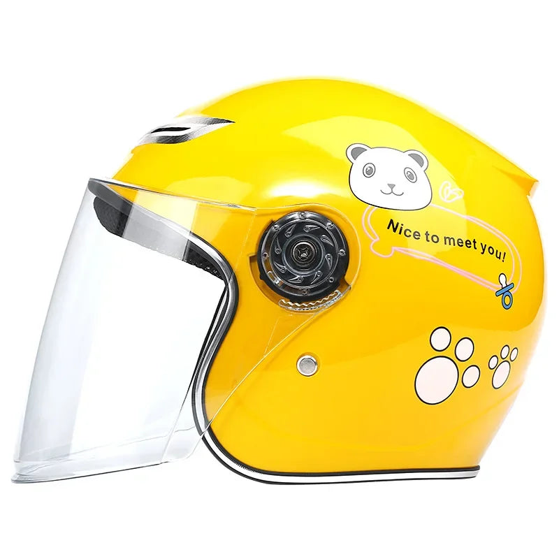 Children Kids Helmet With Cute Cartoon Pattern New Anti-Fall Four Seasons Safety Protection Yellow