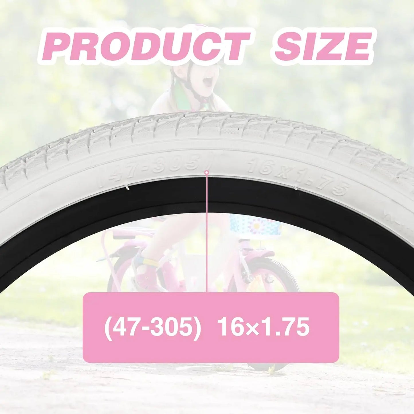 16 Inch 16 x 1.75 White Bicycle Tire,Bike Tyre for 16 Inch MTB, Kid Bike, Child Bicycle Girl Bicycle