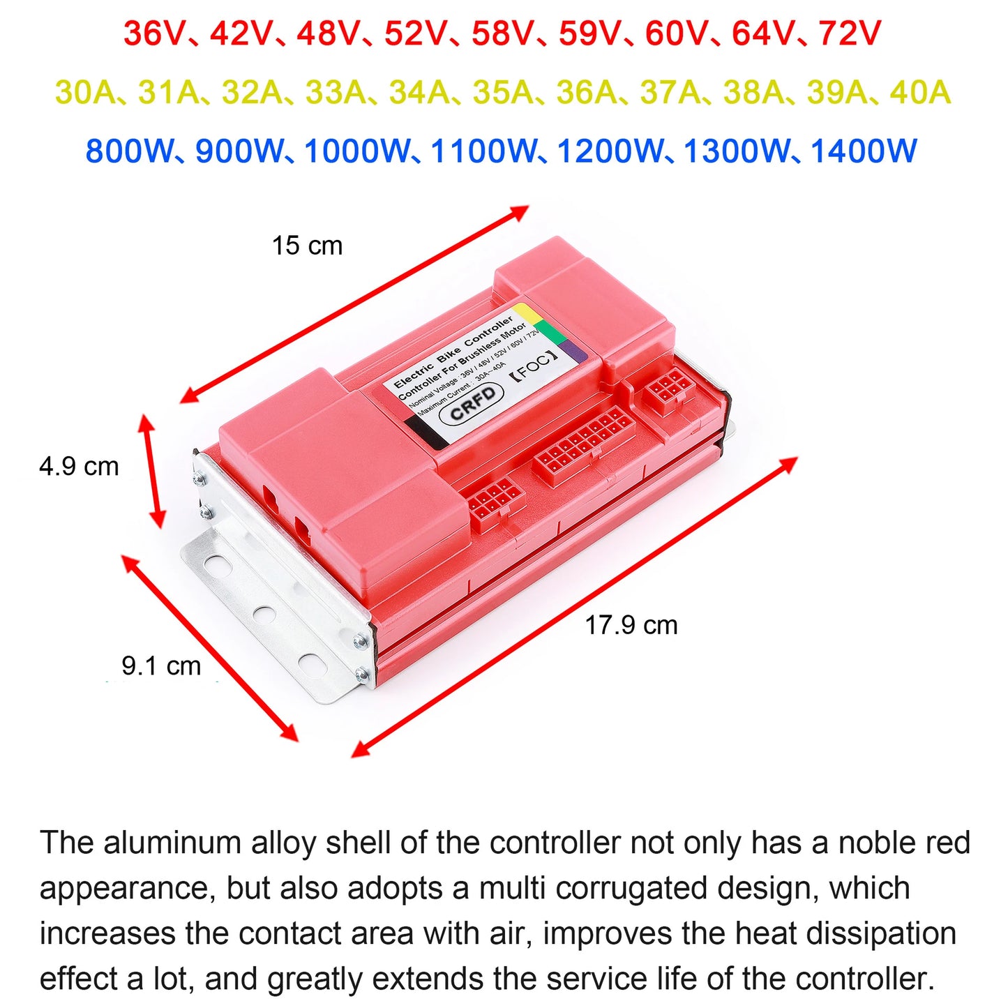 12Tubes Smart 3Mode 36V-72V Sine Wave 800W~1400W Brushless DC Controller for Electric Scooter Accessories