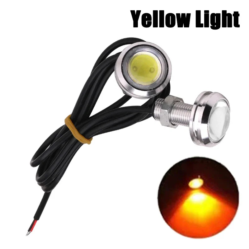 2Pcs Universal Car Motor Eagle Eye DRL Led Daytime Motorcycle Backup Reversing Parking Signal Automobiles Lamps Car Styling 12V Yellow 03
