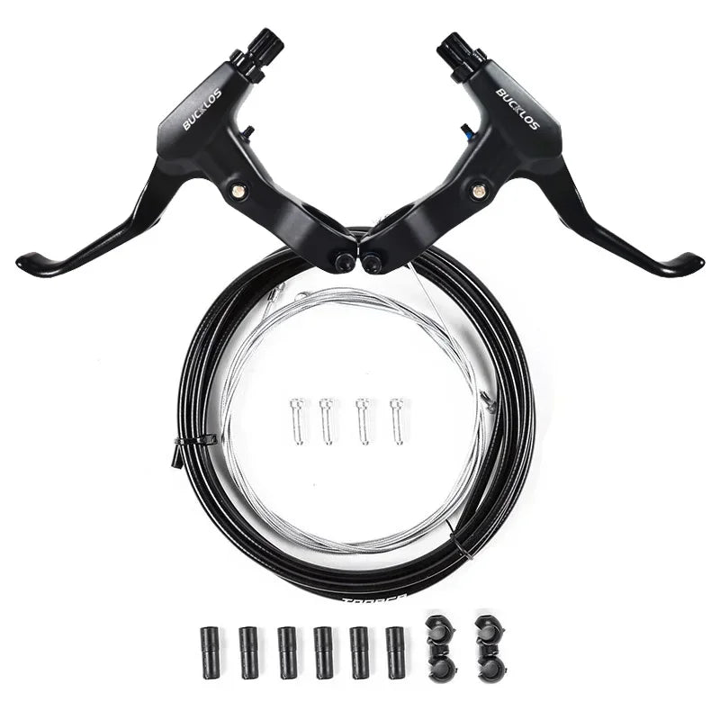 BUCKLOS Bike V Brakes Set with Levers Front Rear Bicycle Caliper Brake Lever MTB Road Cycling V-Brake Set Lever-Black-Cable
