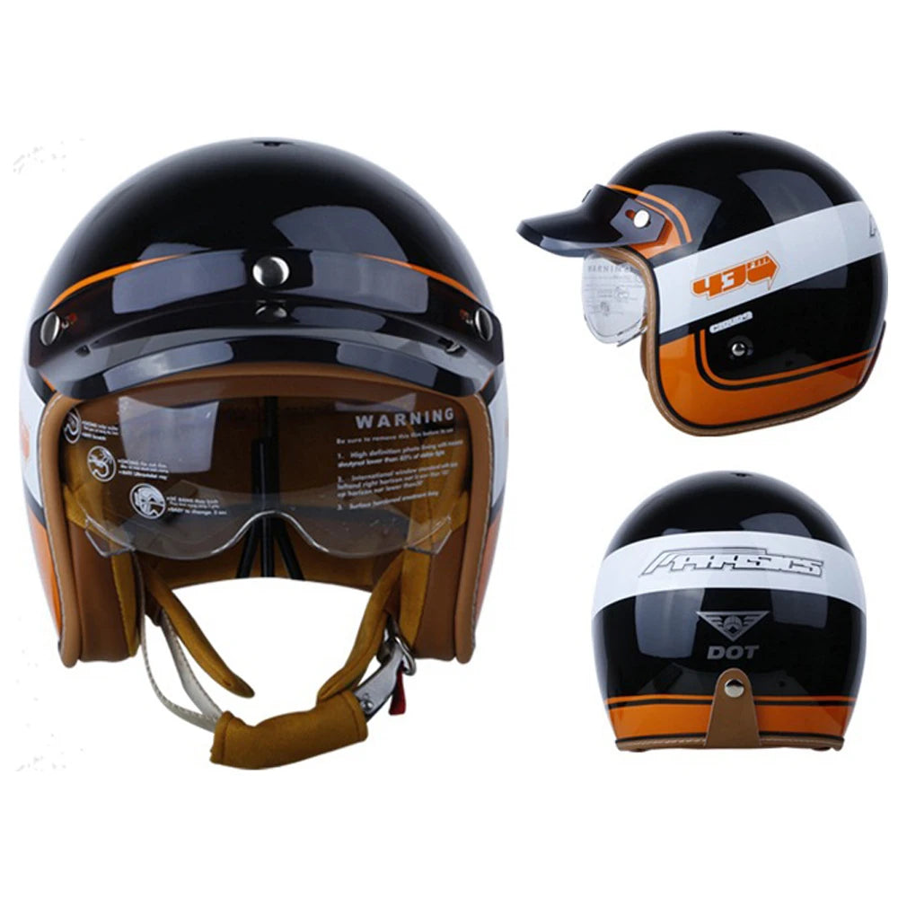 Motorcycle Helmet Four Seasons Three-quarters Retro Helmet Vintage Fashion Safety