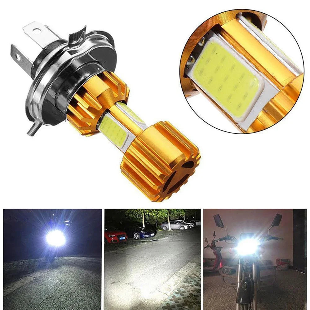 1pcs 12V High Quality H4/HS1 H6/BD20D 18W LED 3 COB Motorcycle Headlight Bulb 2000LM 6000K Hi/Lo Beam Light White Light