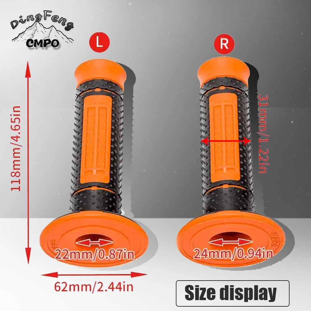 Universal 7/8" 22mm Motorcycle Handlebar Grip - Gel Rubber Hand Grips for KTM Duke & More